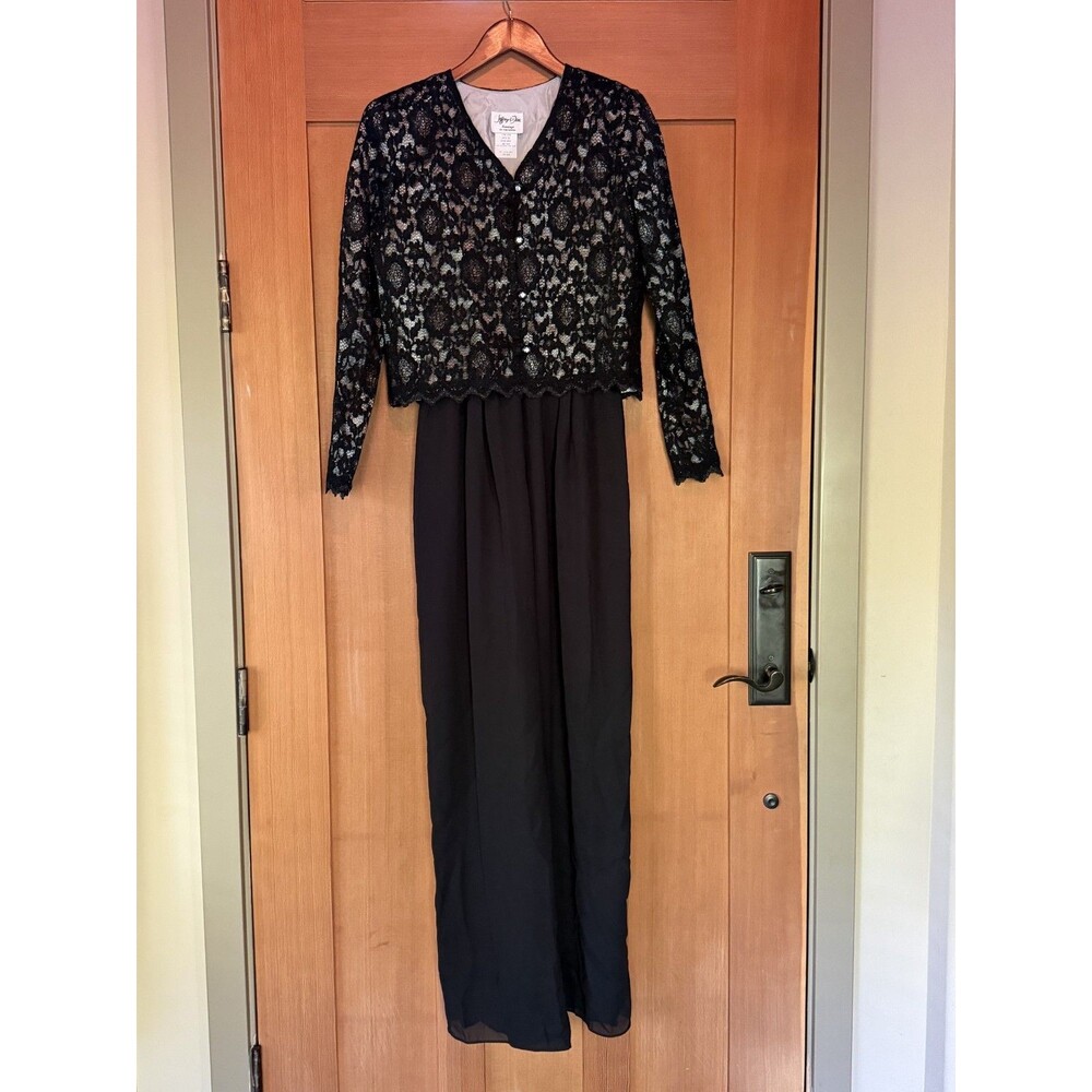 VTG 90s Jeffrey & Dara Evenings Formal Scalloped Lace Jumpsuit size 6